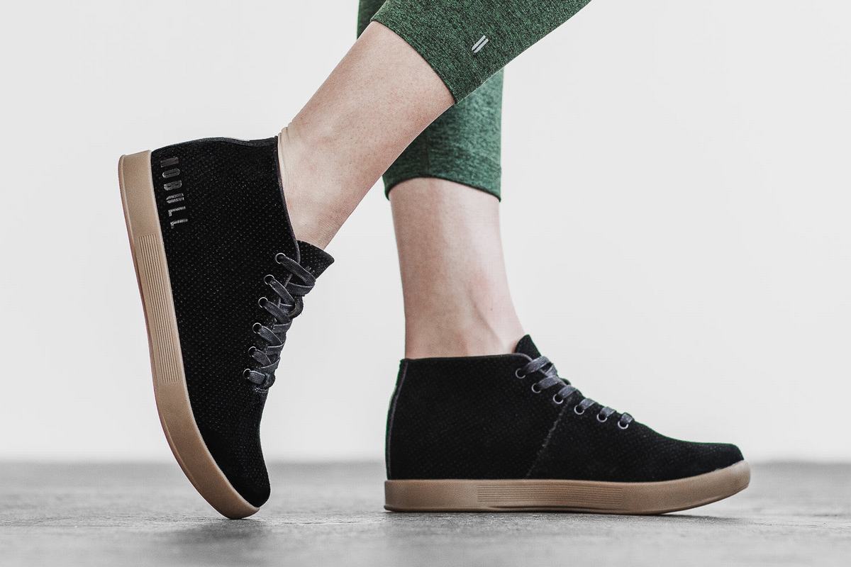 Nobull Suede Mid Women's Trainers Black | Australia (QS9206)